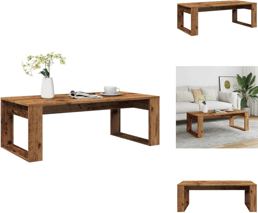 The Living Store Salontafel 102x50x35 cm bewerkt hout oude houtkleurig Salontafel Houten Salontafel Vintage Salontafel Landelijke Salontafel Moderne Salontafel
