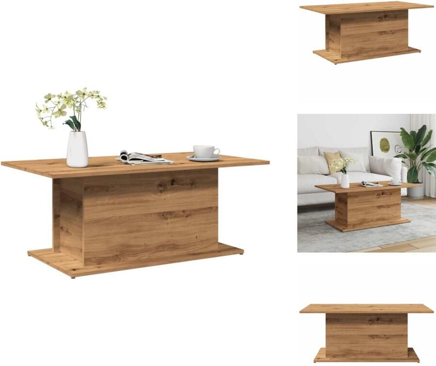 VidaXL Salontafel Salontafels Bijzettafel Banktafel Salontafel 102x55 5x40 cm bewerkt hout artisanaal eikenkleur
