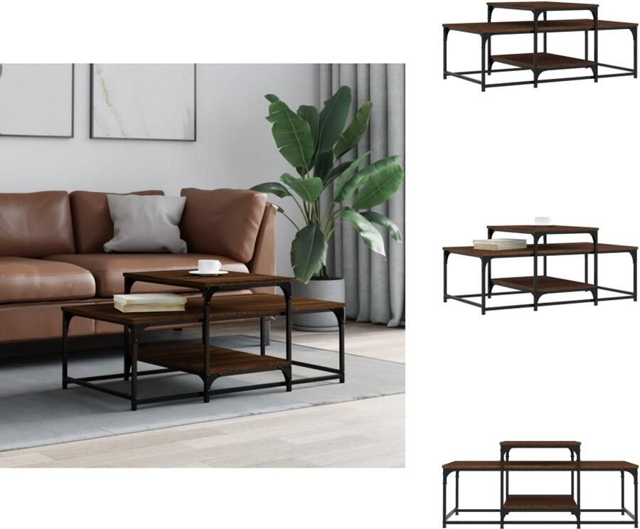 VidaXL Salontafel Salontafels Bijzettafel Banktafel Salontafel 102x60x45 cm bewerkt hout bruin eikenkleur