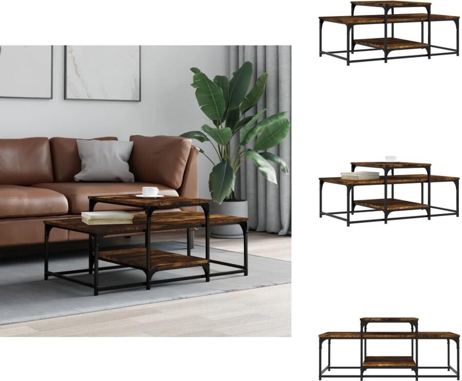 VidaXL Salontafel Salontafels Bijzettafel Banktafel Salontafel 102x60x45 cm bewerkt hout gerookt eikenkleurig