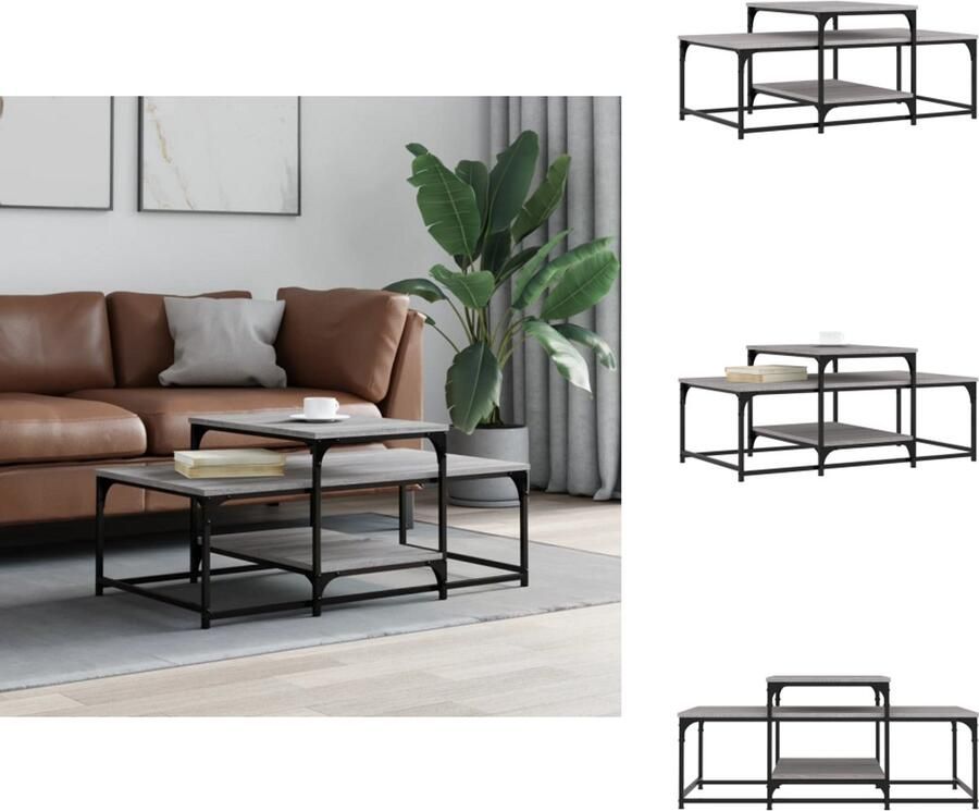 VidaXL Salontafel Salontafels Bijzettafel Banktafel Salontafel 102x60x45 cm bewerkt hout grijs sonoma eikenkleurig