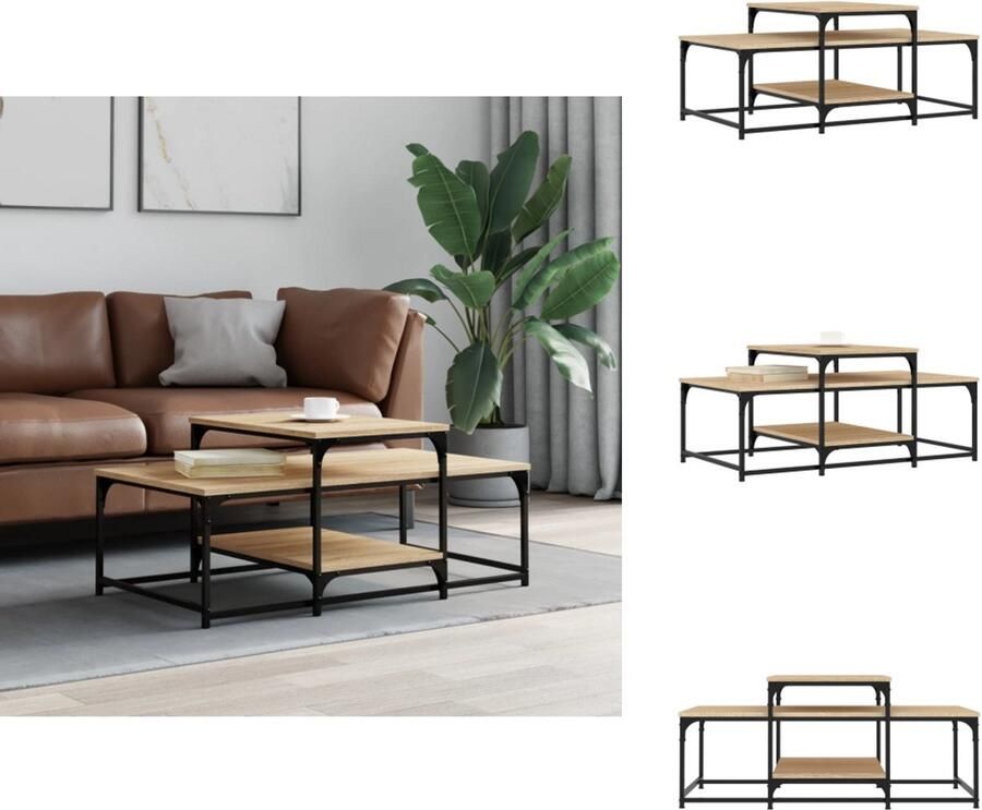 VidaXL Salontafel Salontafels Bijzettafel Banktafel Salontafel 102x60x45 cm bewerkt hout sonoma eikenkleurig