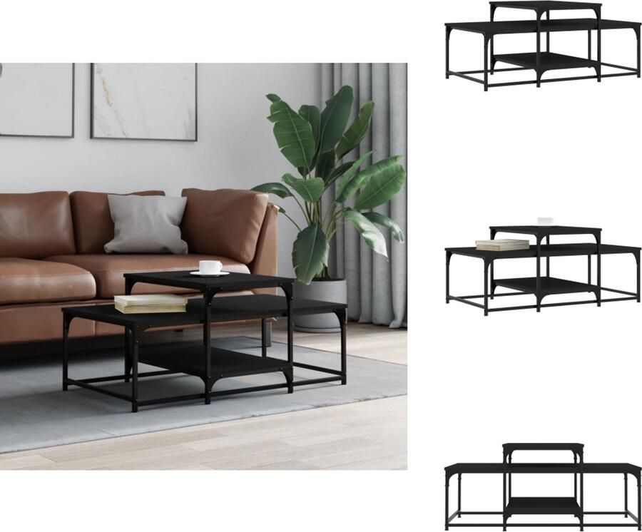 VidaXL Salontafel Salontafels Bijzettafel Banktafel Salontafel 102x60x45 cm bewerkt hout zwart