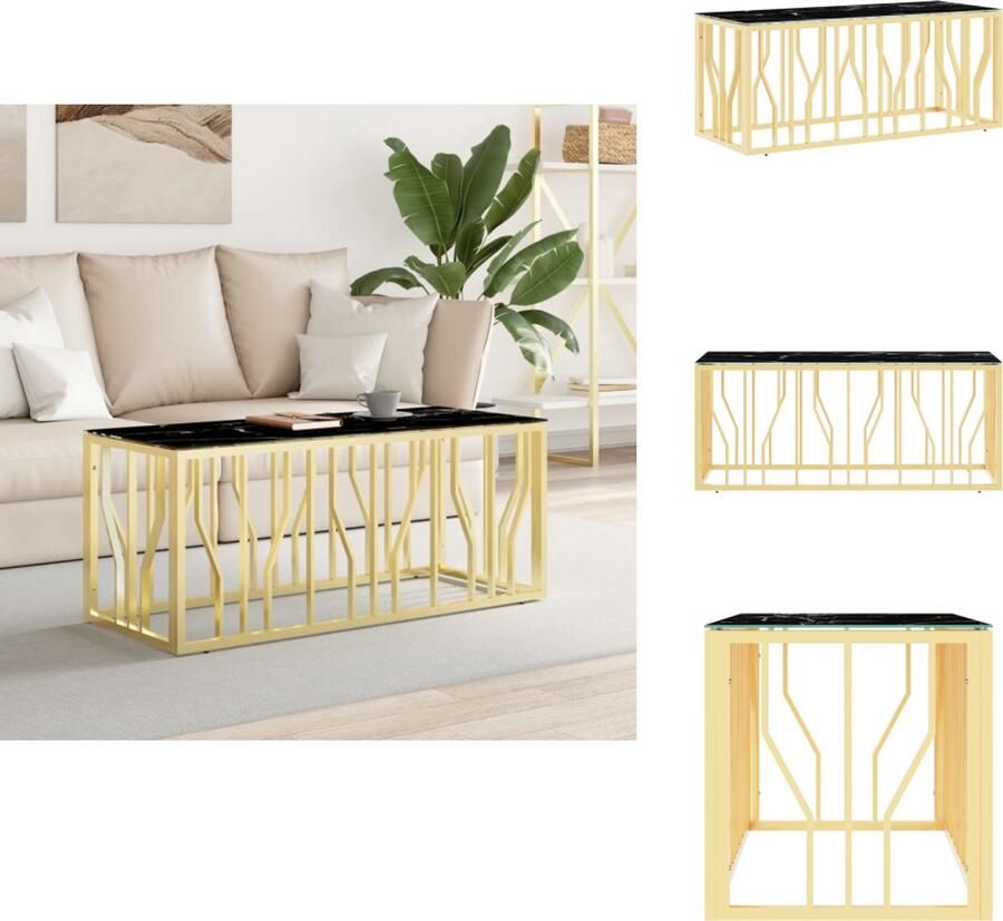 VidaXL Salontafel Salontafels Bijzettafel Banktafel Salontafel 110x45x45 cm roestvrij staal en glas goudkleurig