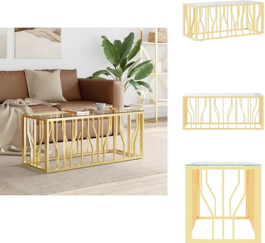 VidaXL Salontafel Salontafels Bijzettafel Banktafel -Salontafel-110x45x45-cm-roestvrij-staal-en-glas - Foto 2