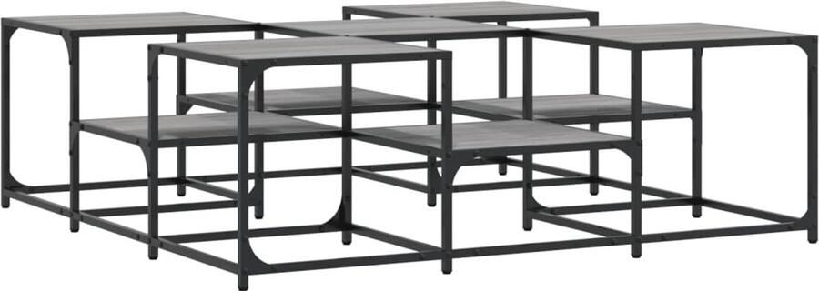 The Living Store Salontafel 121x121x40 cm bewerkt hout grijs sonoma eikenkleurig Salontafel Houten Salontafel Grijze Salontafel Tv Tafellaar Lage Tafel