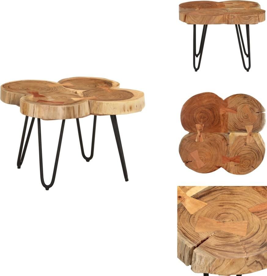 VidaXL Salontafel Salontafels Bijzettafel Banktafel -Salontafel-36-cm-4-boomstammen-massief-acaciahout