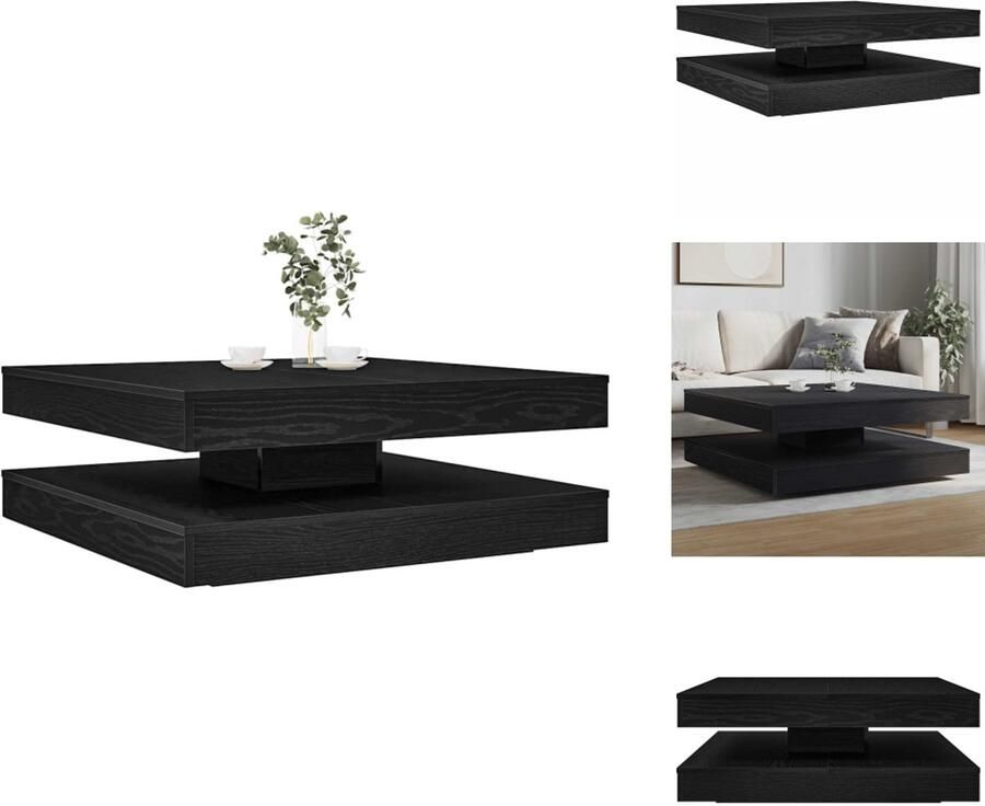 VidaXL Salontafel Salontafels Bijzettafel Banktafel Salontafel 360 graden draaibaar 90x90x34 5 cm zwart eikenkleur