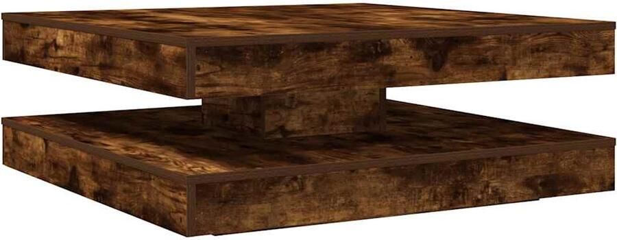 VidaXL Salontafel Salontafels Bijzettafel Banktafel Salontafel 360 graden draaibaar 90x90x34 5 cm gerookt eiken
