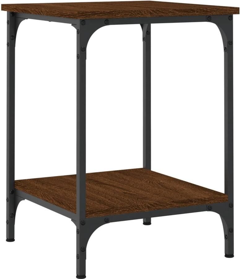 The Living Store Salontafel 40x40x55 cm bewerkt hout bruin eikenkleur Salontafel Houten Salontafel Eikenhouten Salontafel Kleine Salontafel Tv Tafeltje