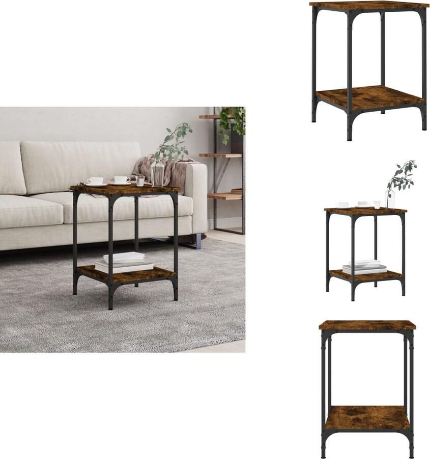 VidaXL Salontafel Salontafels Bijzettafel Banktafel -Salontafel-40x40x55-cm-bewerkt-hout-gerookt-eikenkleurig - Foto 2