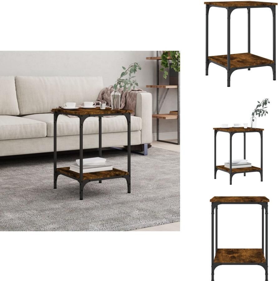 VidaXL Salontafel Salontafels Bijzettafel Banktafel -Salontafel-40x40x55-cm-bewerkt-hout-gerookt-eikenkleurig