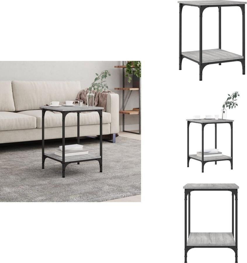 VidaXL Salontafel Salontafels Bijzettafel Banktafel -Salontafel-40x40x55-cm-bewerkt-hout-grijs-sonoma-eikenkleurig