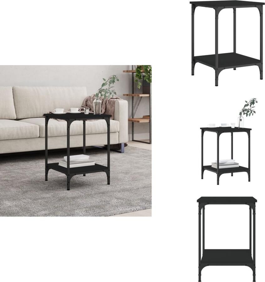 VidaXL Salontafel Salontafels Bijzettafel Banktafel -Salontafel-40x40x55-cm-bewerkt-hout-zwart - Foto 2