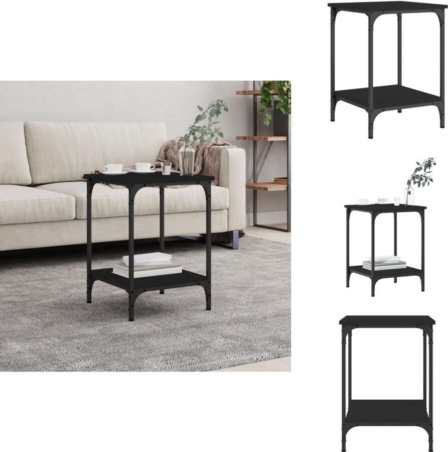 VidaXL Salontafel Salontafels Bijzettafel Banktafel -Salontafel-40x40x55-cm-bewerkt-hout-zwart