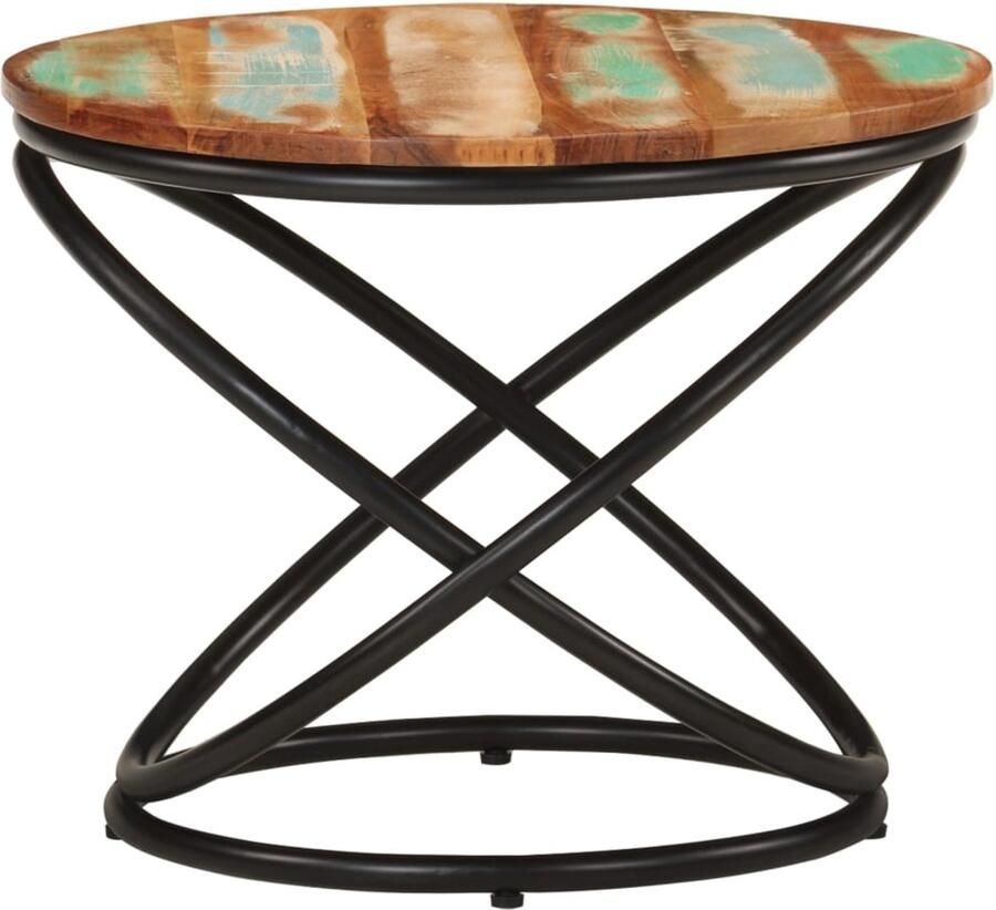 VidaXL Salontafel Ø50x40 cm massief gerecycled hout en staal Salontafel Salontafels Bijzettafel Banktafel