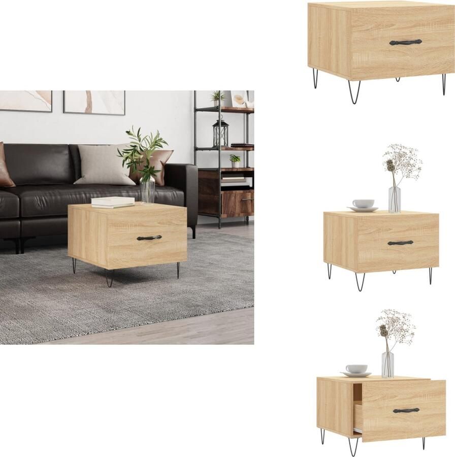 VidaXL Salontafel Salontafels Bijzettafel Banktafel -Salontafel-50x50x35-cm-bewerkt-hout-sonoma-eikenkleurig - Foto 2