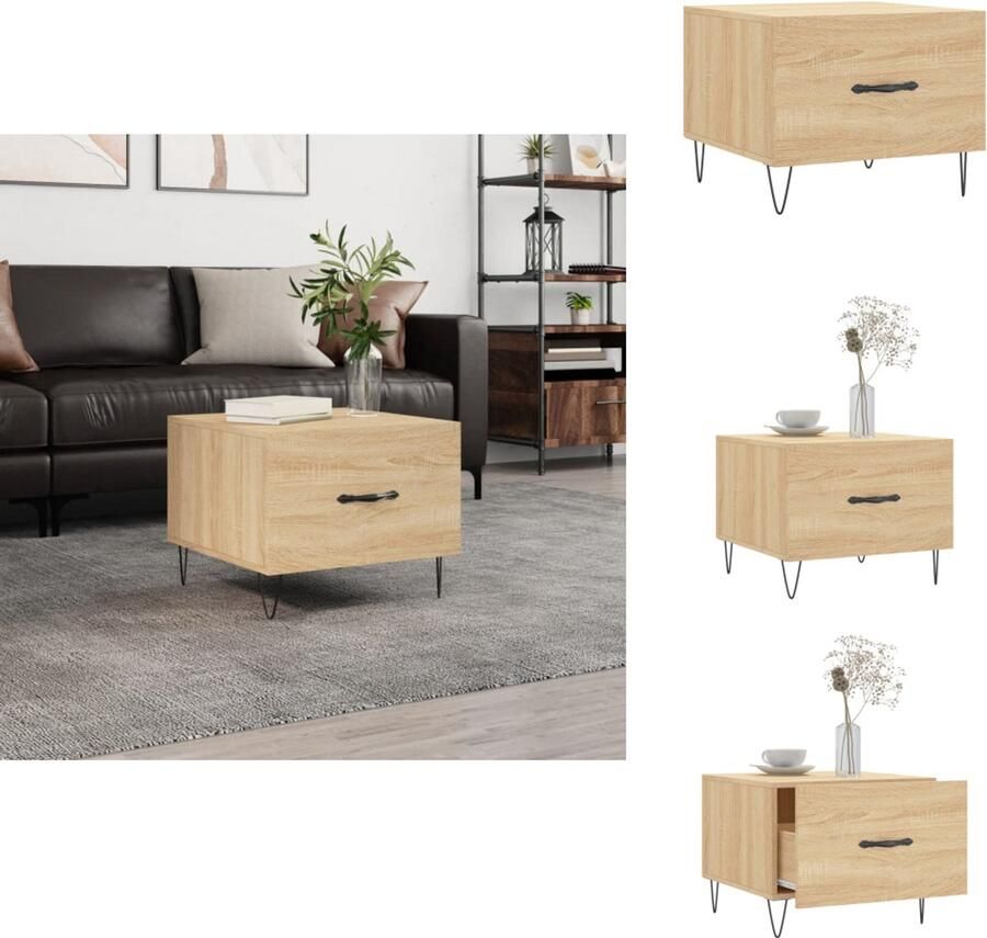 VidaXL Salontafel Salontafels Bijzettafel Banktafel -Salontafel-50x50x35-cm-bewerkt-hout-sonoma-eikenkleurig