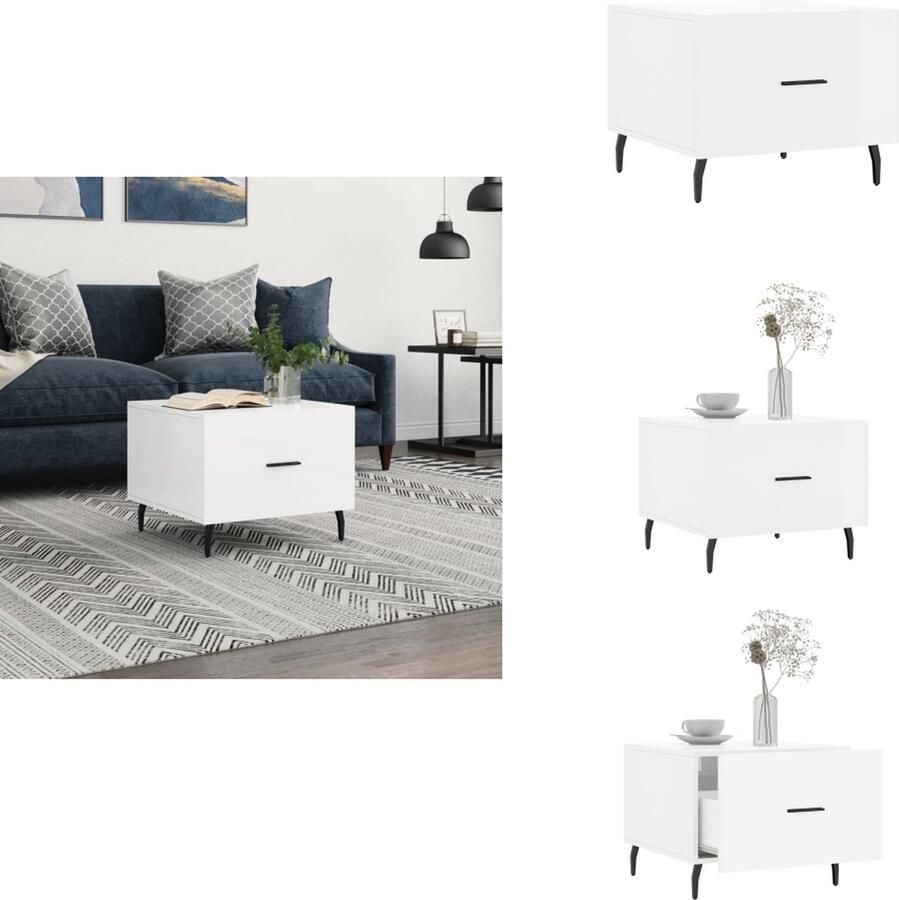 VidaXL Salontafel 50x50x40 cm bewerkt hout hoogglans wit Salontafel Houten Salontafel Witte Salontafel Kleine Salontafel Modernsalontafel