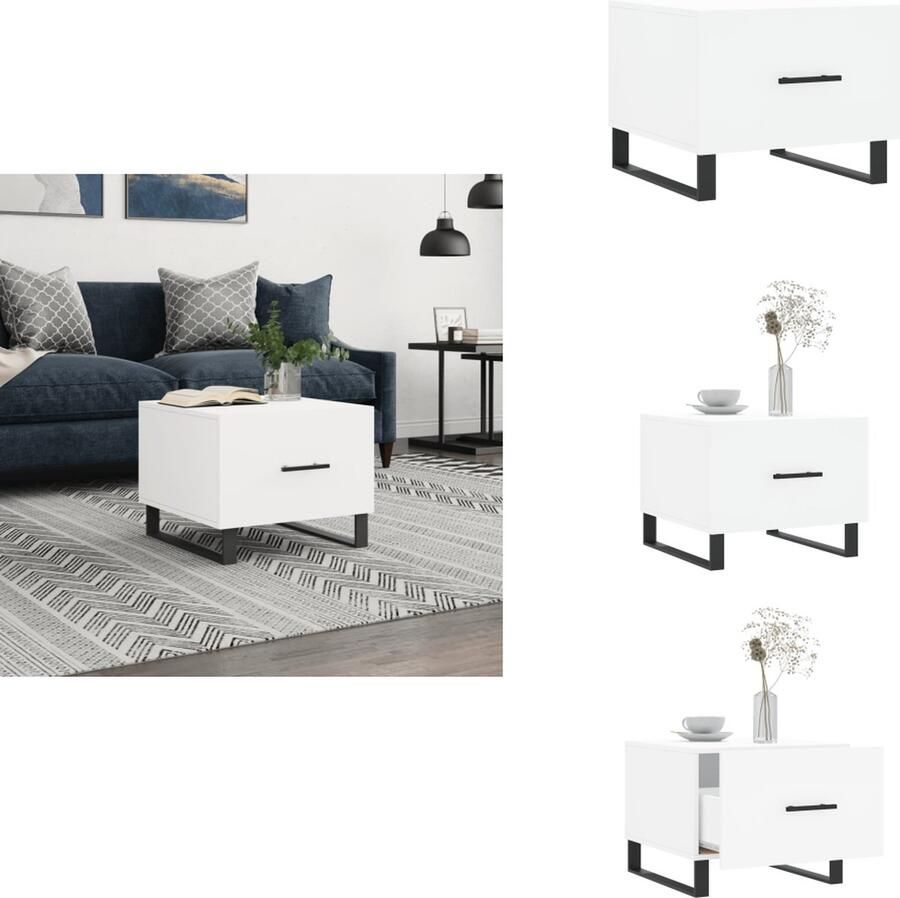 VidaXL Salontafel Salontafels Bijzettafel Banktafel -Salontafel-50x50x40-cm-bewerkt-hout-wit