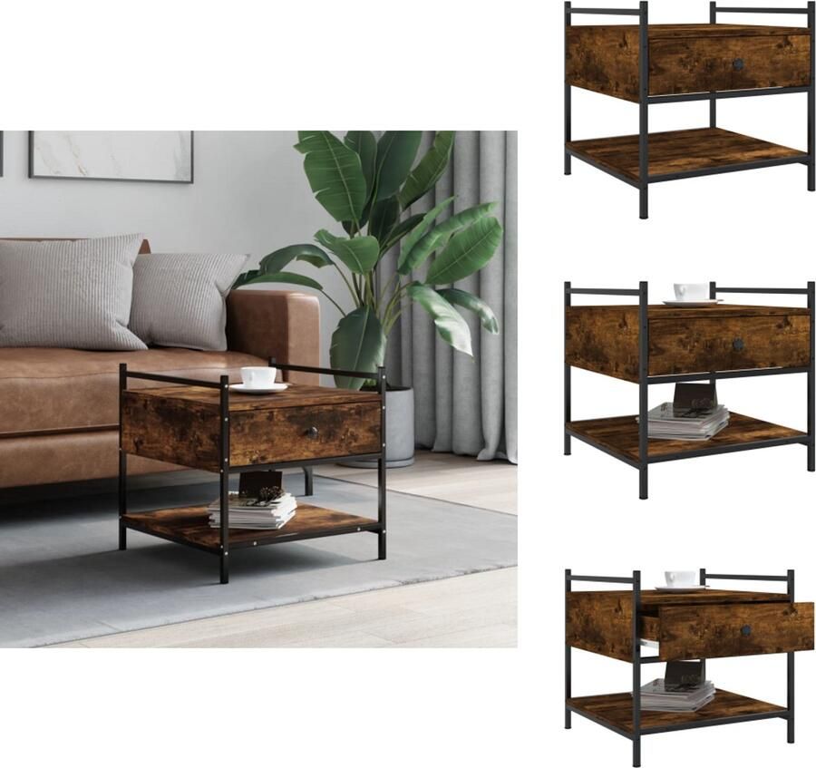 VidaXL Salontafel Salontafels Bijzettafel Banktafel Salontafel 50x50x50 cm bewerkt hout gerookt eikenkleurig