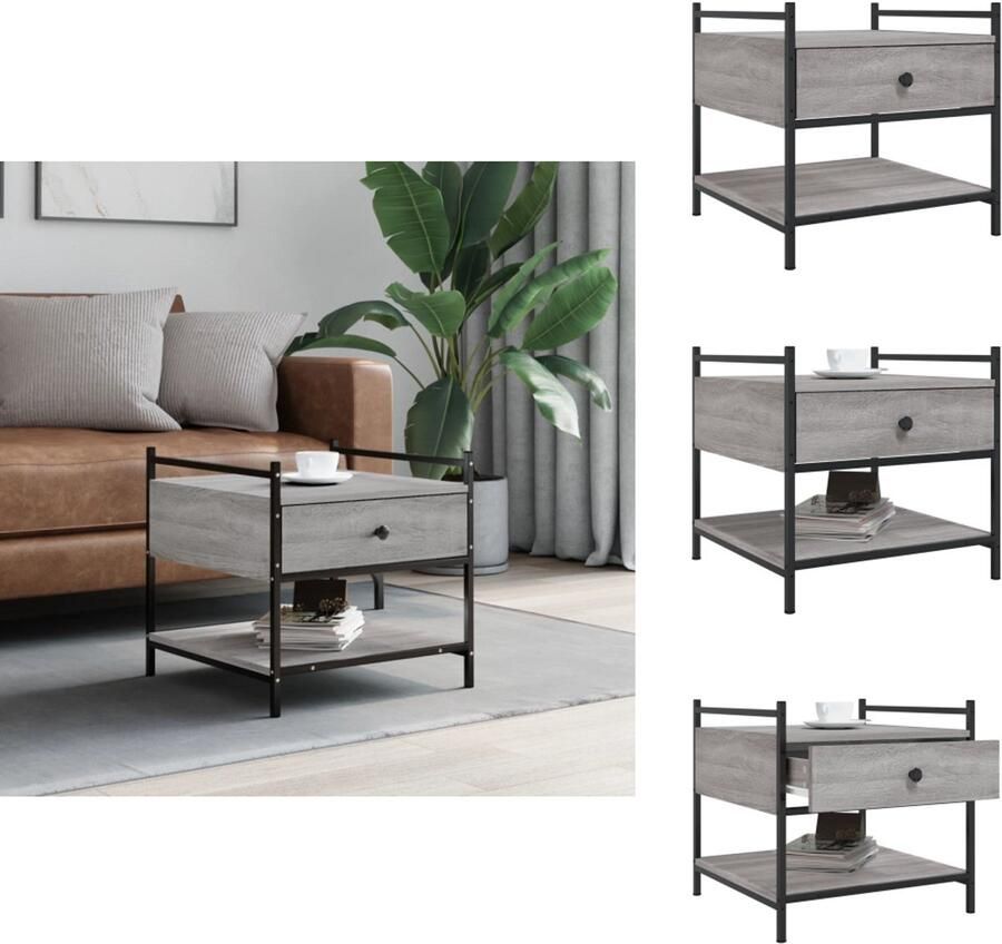VidaXL Salontafel Salontafels Bijzettafel Banktafel Salontafel 50x50x50 cm bewerkt hout grijs sonoma