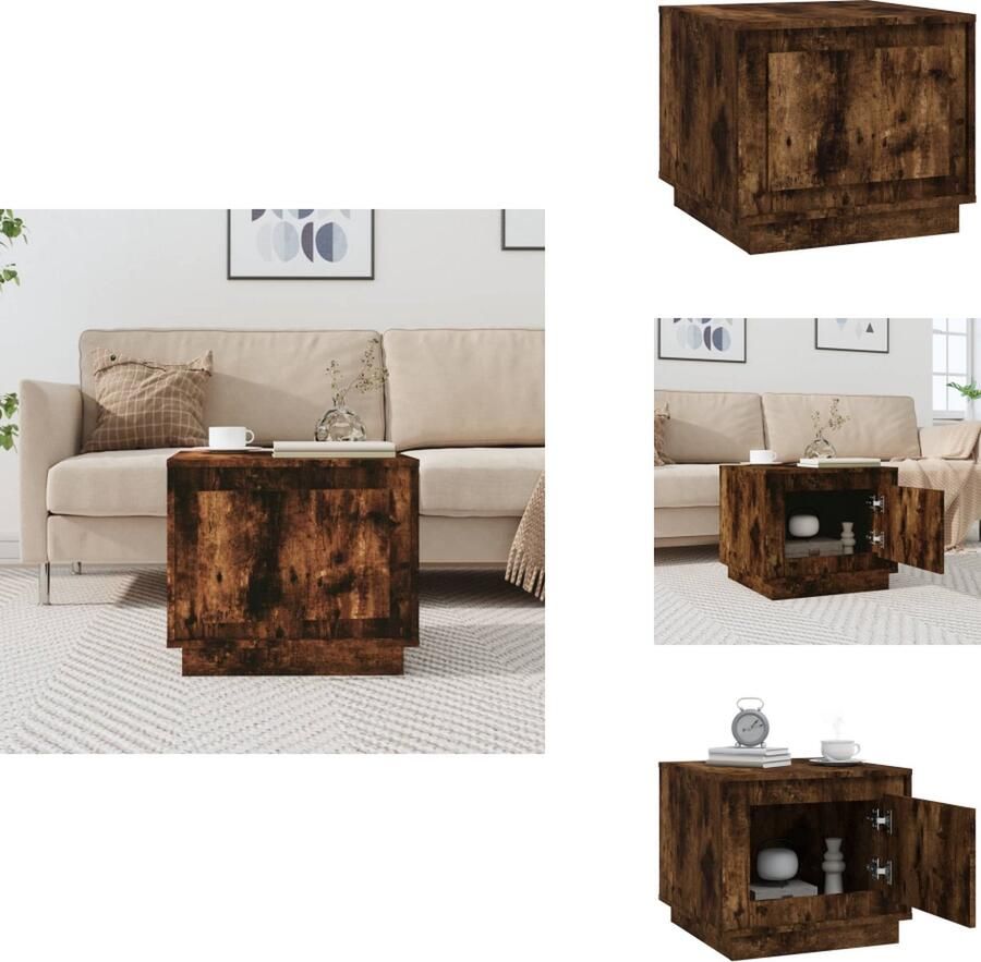 VidaXL \salontafel Salontafels Bijzettafel Banktafel -Salontafel-51x50x44-cm-bewerkt-hout-gerookt-eikenkleurig