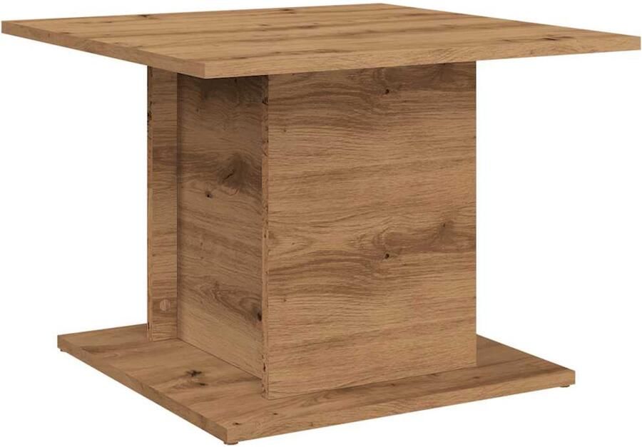 The Living Store Salontafel 55 5x55 5x40 cm bewerkt hout artisanaal eikenkleur Salontafel Houten Salontafel Bijzettafel Eiken Meubilair Living Room Furniture