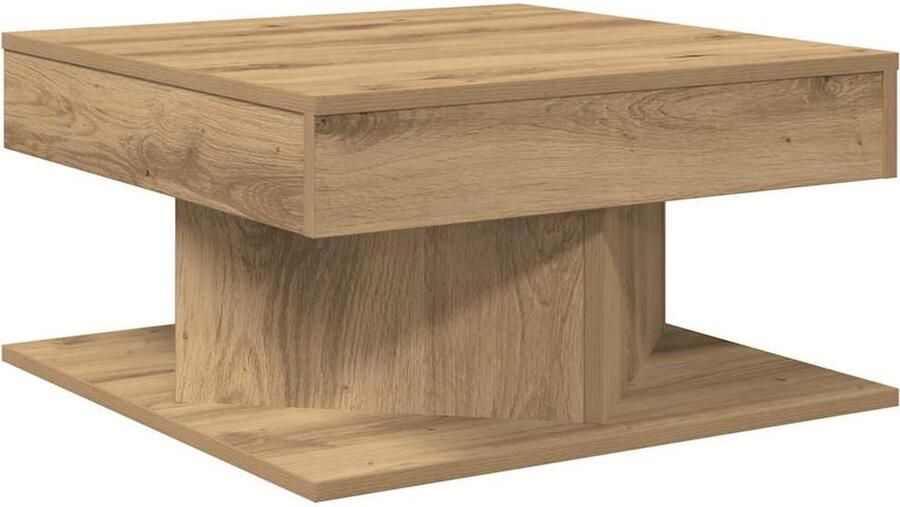 The Living Store Salontafel 55x55x30 cm bewerkt hout artisanaal eikenkleurig Salontafel Houten Salontafel Bijzettafel Eiken Salontafel Multifunctionele Salontafel