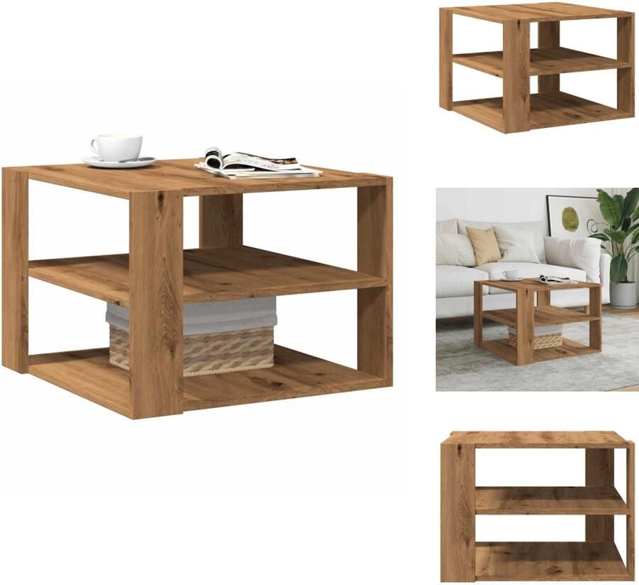 VidaXL Salontafel 58x58x40 cm bewerkt hout artisanaal eikenkleurig - Foto 3
