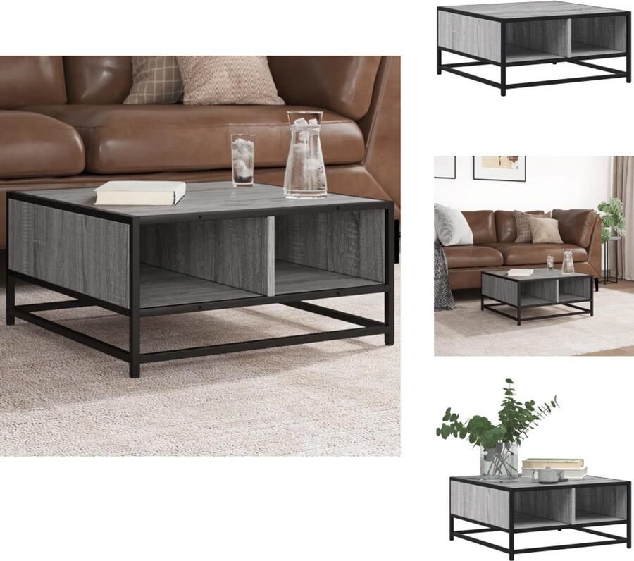 VidaXL Salontafel 60 5x60 5x30 cm bewerkt hout en metaal grijs sonoma - Foto 2