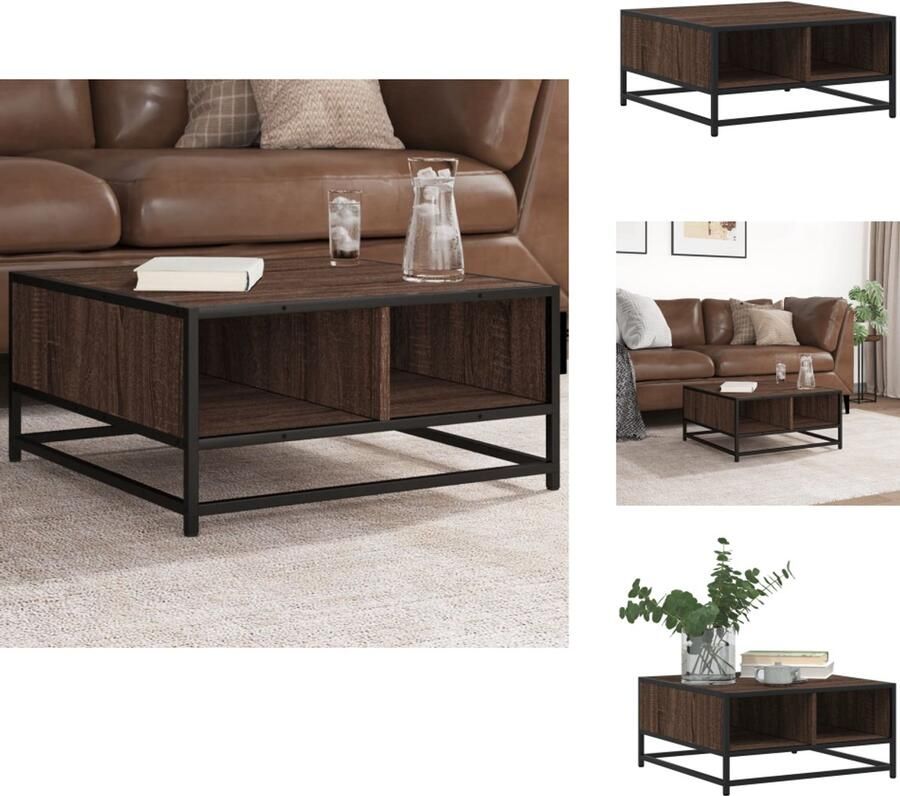 VidaXL Salontafel Salontafels Bijzettafel Banktafel Salontafel 60 5x60 5x30 cm bewerkt hout en metaal bruin eiken