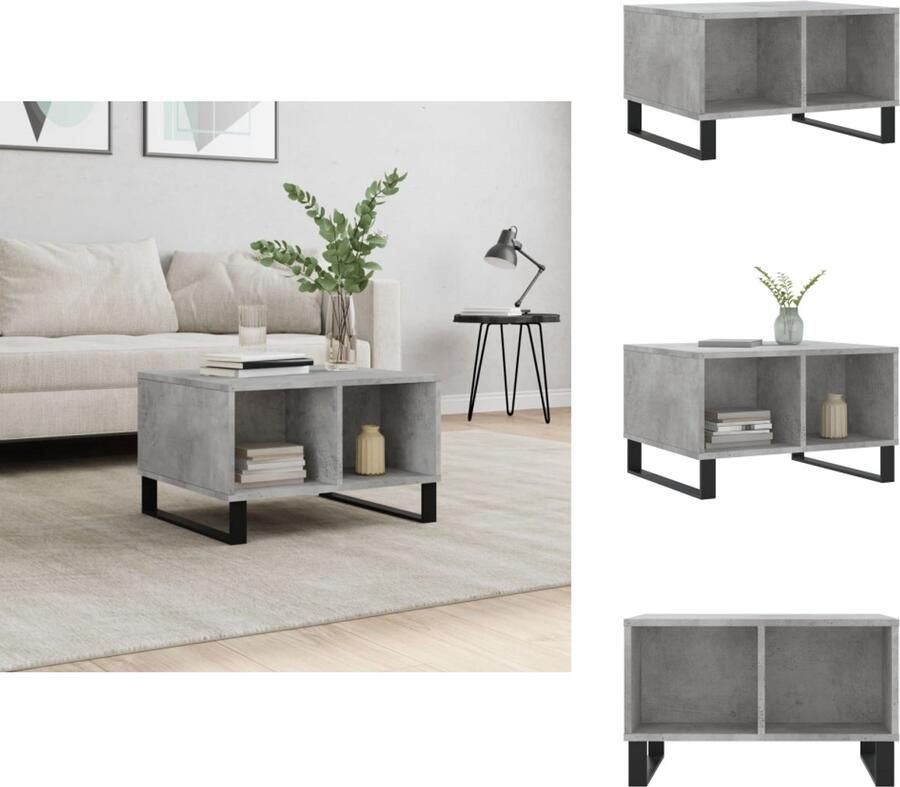 The Living Store Salontafel Betongrijs 60 x 50 x 36.5 cm Metalen poten Salontafel Beton Grijs Houten Tafel Design Tafel Living Room Furniture - Foto 2
