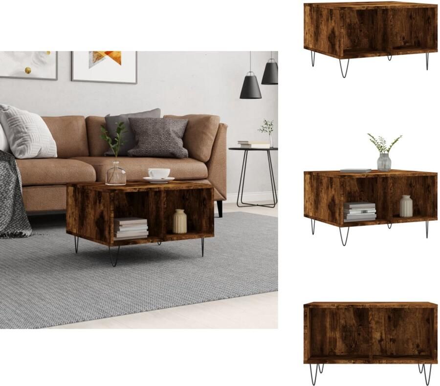 VidaXL Salontafel Salontafels Bijzettafel Banktafel Salontafel 60x50x36 5 cm bewerkt hout gerookt eikenkleurig