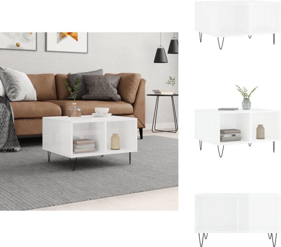 VidaXL Salontafel Salontafels Bijzettafel Banktafel Salontafel 60x50x36 5 cm bewerkt hout hoogglans wit