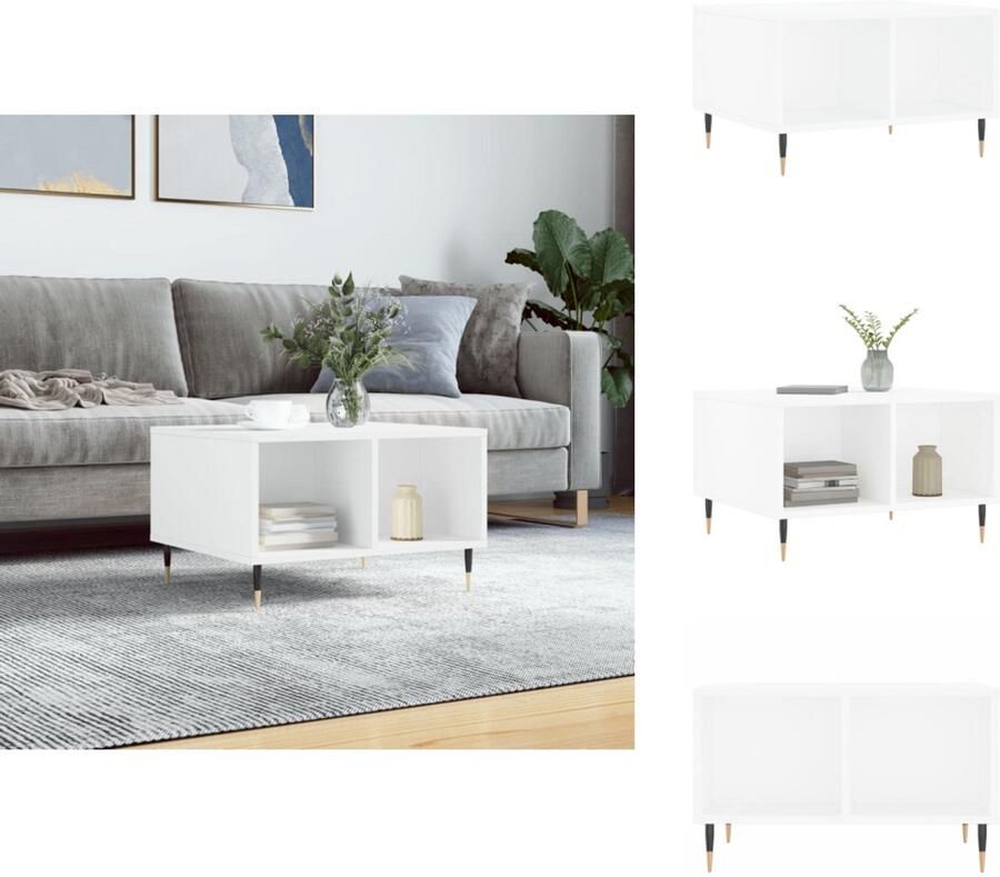 VidaXL Salontafel Salontafels Bijzettafel Banktafel Salontafel 60x50x36 5 cm bewerkt hout wit - Foto 2