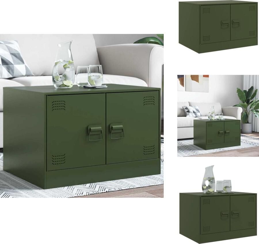 VidaXL Salontafel Salontafels Bijzettafel Banktafel Salontafel 67x50x44 cm staal olijfgroen