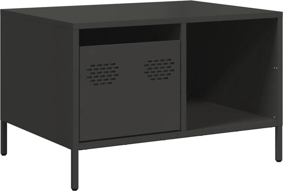 The Living Store Salontafel 68 5x50x43 5 cm koudgewalst staal zwart Salontafel Industrieel Design Zwarte Salontafel Metalen Salontafel Staalsoontafel