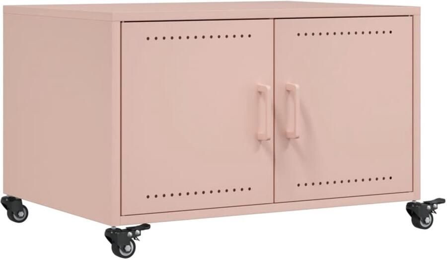 VidaXL Salontafel Salontafels Bijzettafel Banktafel Salontafel 68x50x43 5 cm staal roze