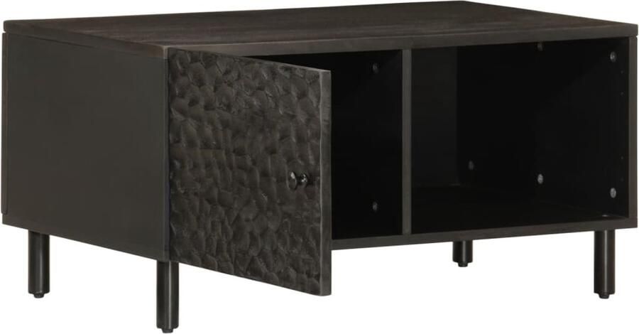 VidaXL Salontafel Massief Mangohout Zwart 80x50x40 cm Bijzettafel Salontafel Mango Wood Furniture Houten Tafeltje Kastje Met Lade