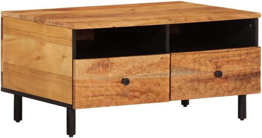 VidaXL Salontafel 80x54x40 cm Massief Acaciahout Salontafel Acaciablad Houten Tafel Moderne Salontafel Tv Tafeltje