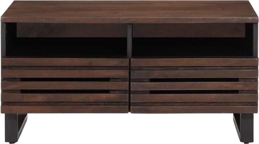 VidaXL Salontafel 80x55x40 cm massief mangohout bruin Salontafel Mangohout Houten Salontafel Industrieel Design Vintage Salontafel