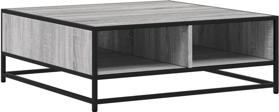 VidaXL Salontafel Salontafels Bijzettafel Banktafel Salontafel 80x80x30 cm bewerkt hout en metaal grijs sonoma