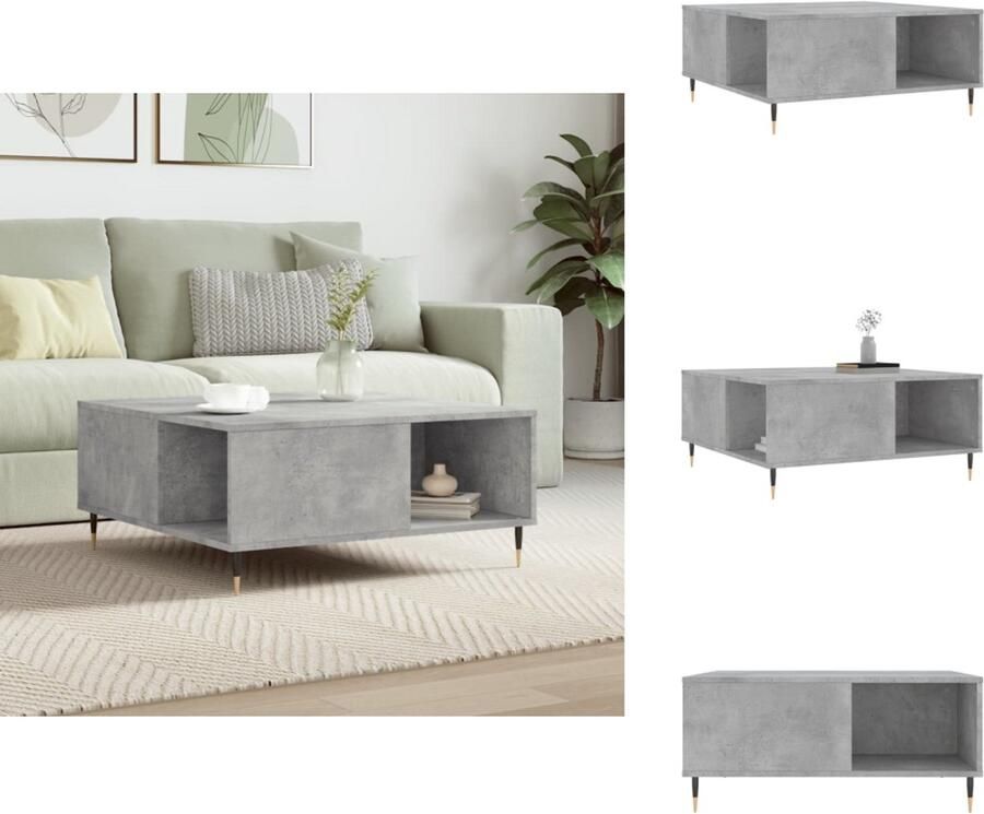 VidaXL Salontafel Salontafels Bijzettafel Banktafel -Salontafel-80x80x36-5-cm-bewerkt-hout-betongrijs - Foto 2