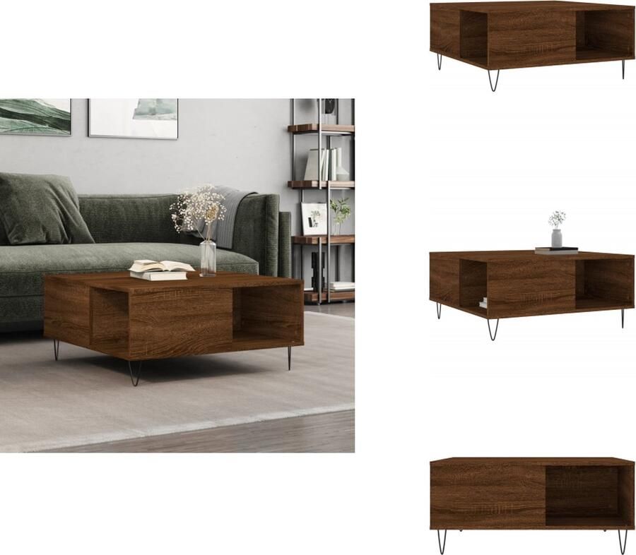 VidaXL -Salontafel-80x80x36 5-cm-bewerkt-hout-bruin-eikenkleur - Foto 5