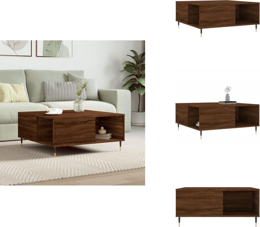 VidaXL Salontafel Salontafels Bijzettafel Banktafel -Salontafel-80x80x36-5-cm-bewerkt-hout-bruin-eikenkleur