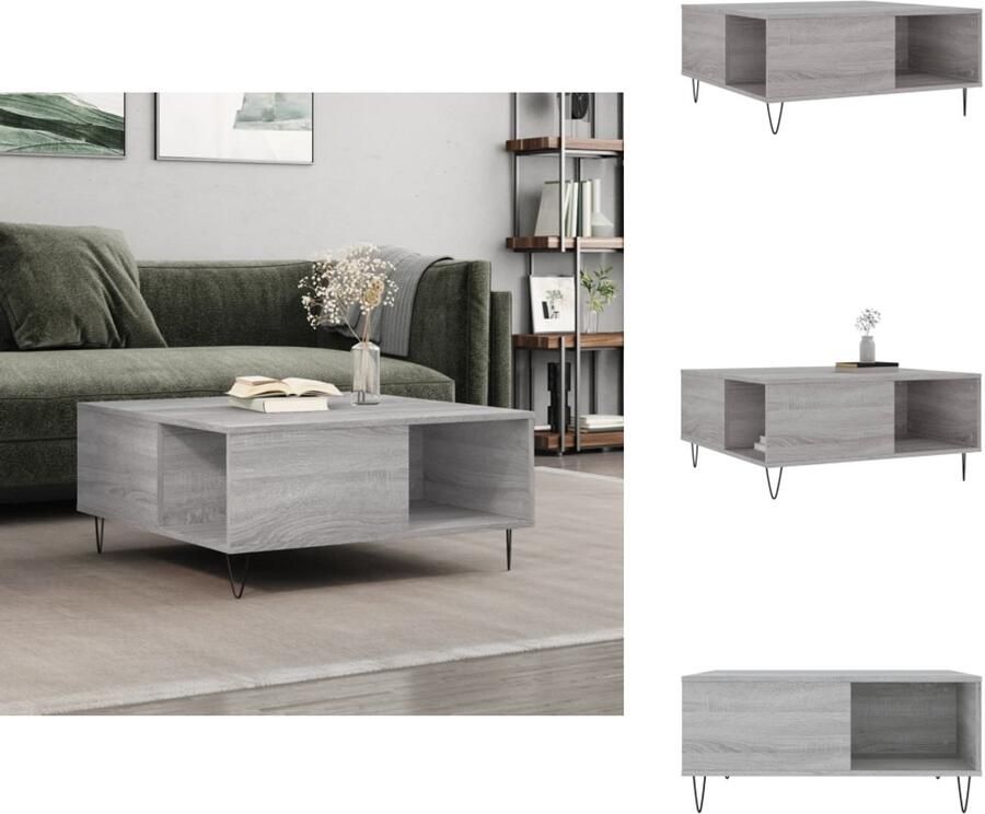 VidaXL Salontafel Salontafels Bijzettafel Banktafel -Salontafel-80x80x36-5-cm-bewerkt-hout-grijs-sonoma-eikenkleurig