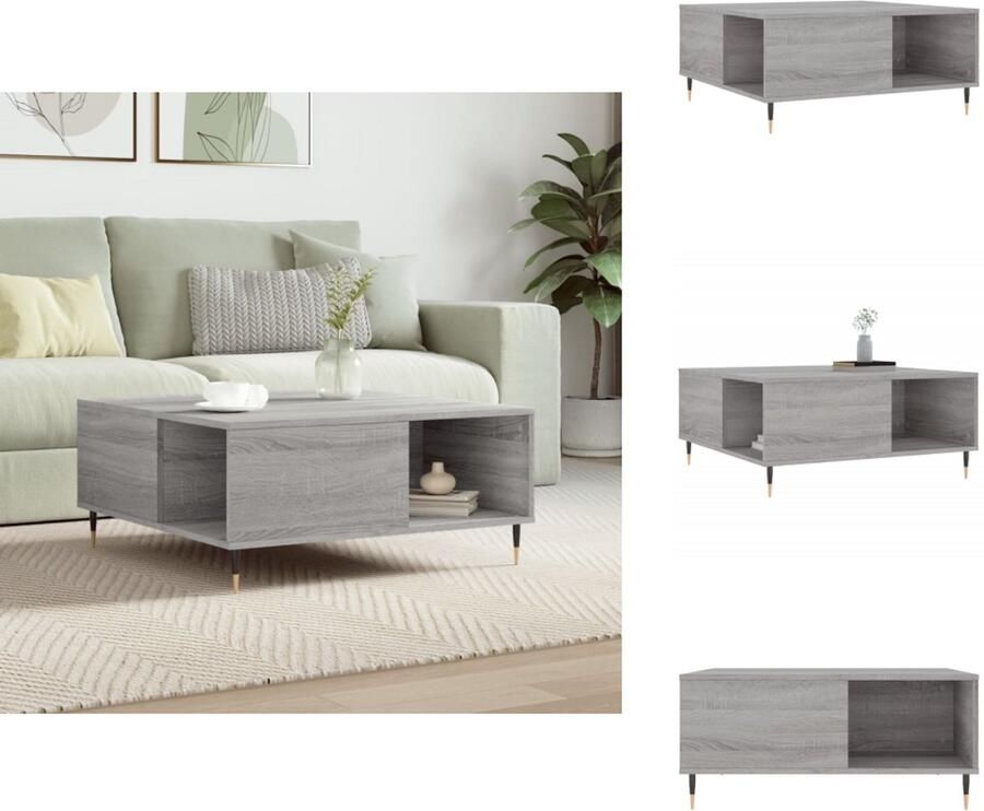 VidaXL Salontafel Salontafels Bijzettafel Banktafel -Salontafel-80x80x36-5-cm-bewerkt-hout-grijs-sonoma-eikenkleurig - Foto 2