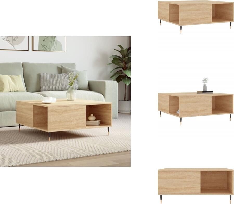VidaXL Salontafel Salontafels Bijzettafel Banktafel -Salontafel-80x80x36-5-cm-bewerkt-hout-sonoma-eikenkleurig - Foto 2