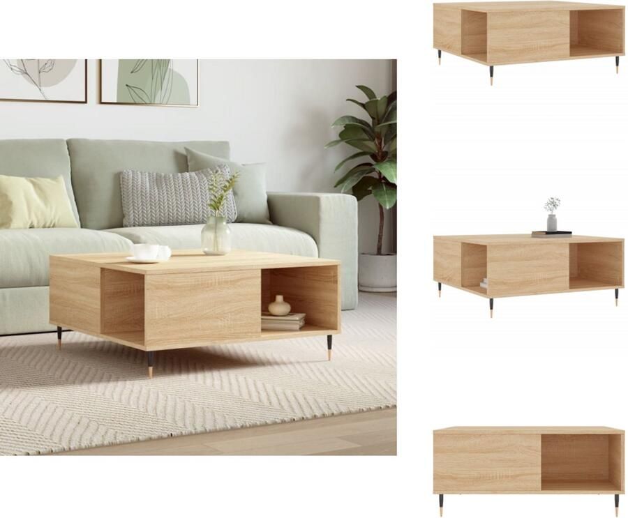 VidaXL Salontafel Salontafels Bijzettafel Banktafel -Salontafel-80x80x36-5-cm-bewerkt-hout-sonoma-eikenkleurig